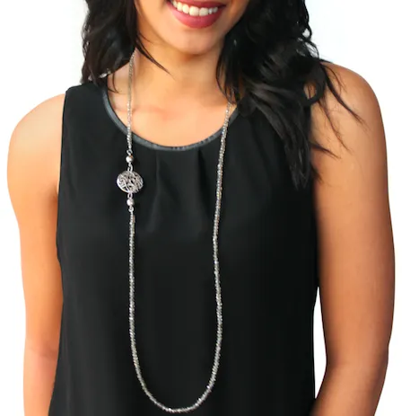 Long Strand Necklace - Platinum Crystal
