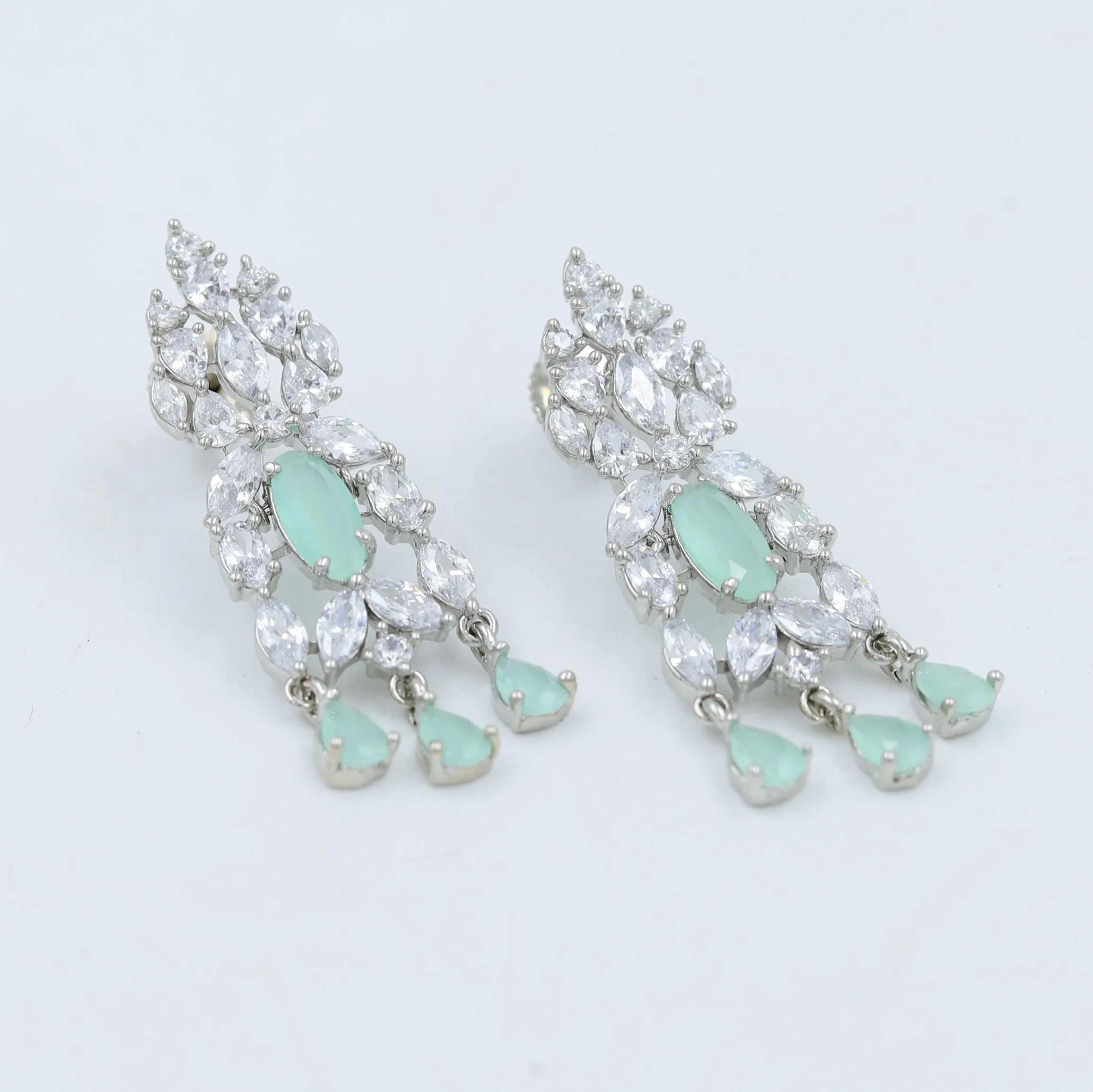 Mint Green Zircon/AD Necklace Set  19486-6673