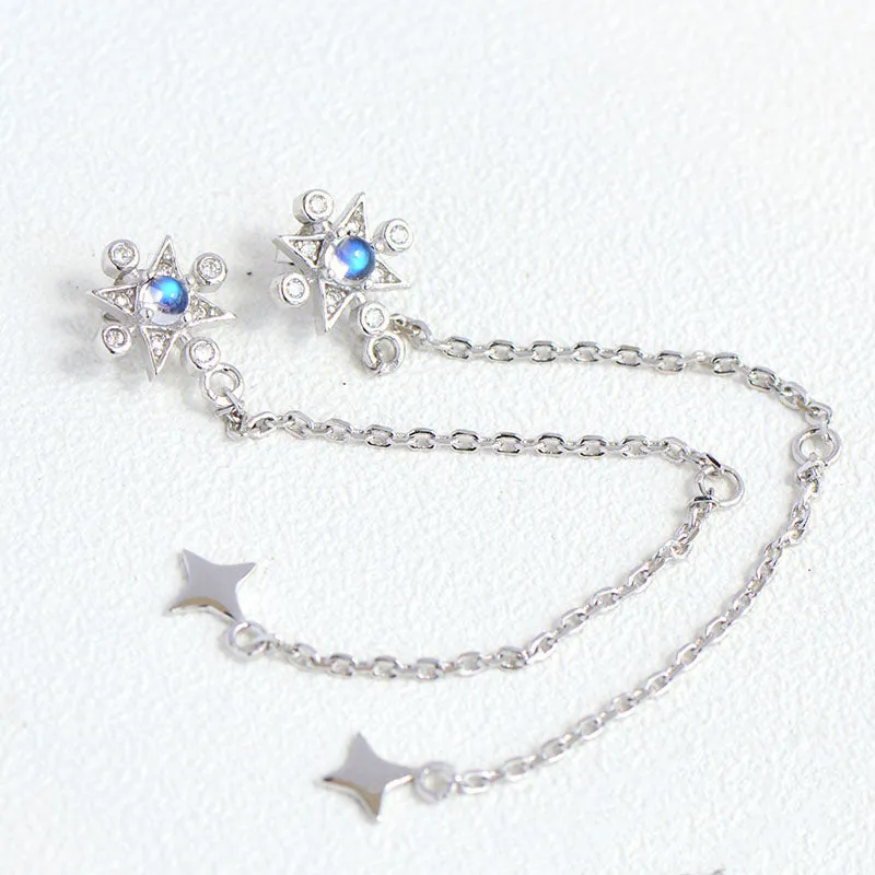 Moonstone Dangle Earrings in White Gold Plated Sterling Silver Jewelry Accessories Women