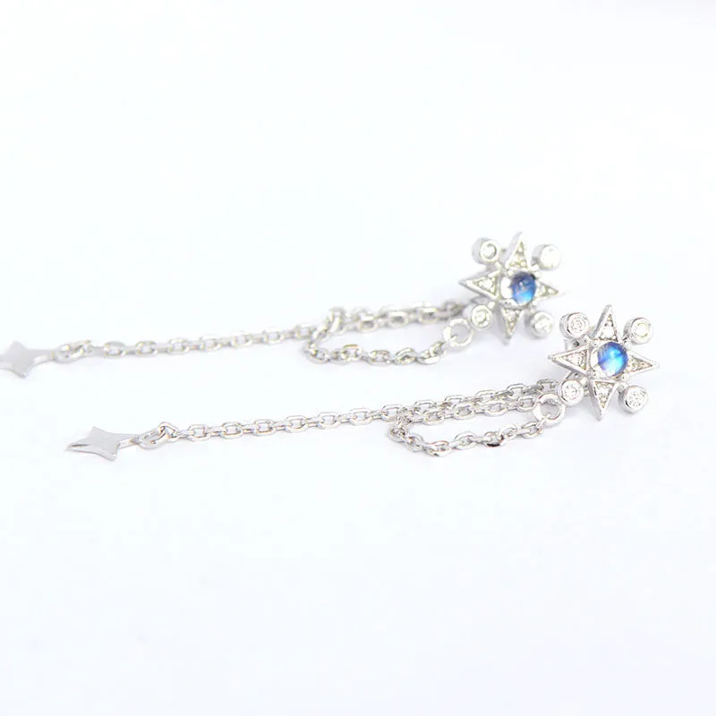 Moonstone Dangle Earrings in White Gold Plated Sterling Silver Jewelry Accessories Women