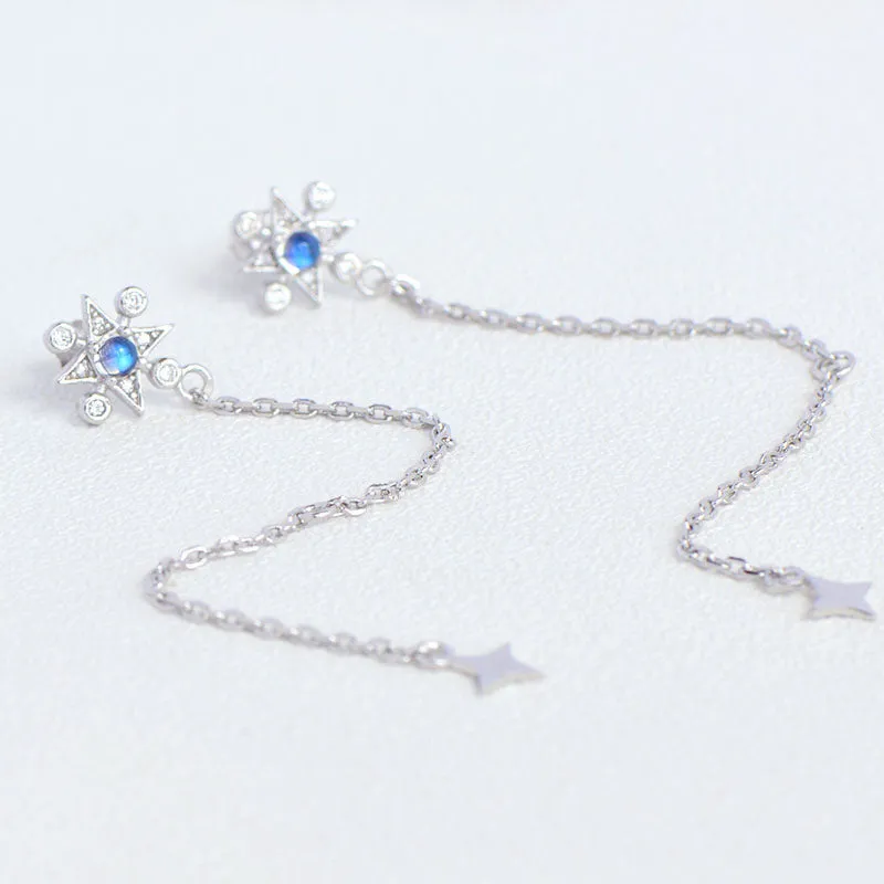 Moonstone Dangle Earrings in White Gold Plated Sterling Silver Jewelry Accessories Women