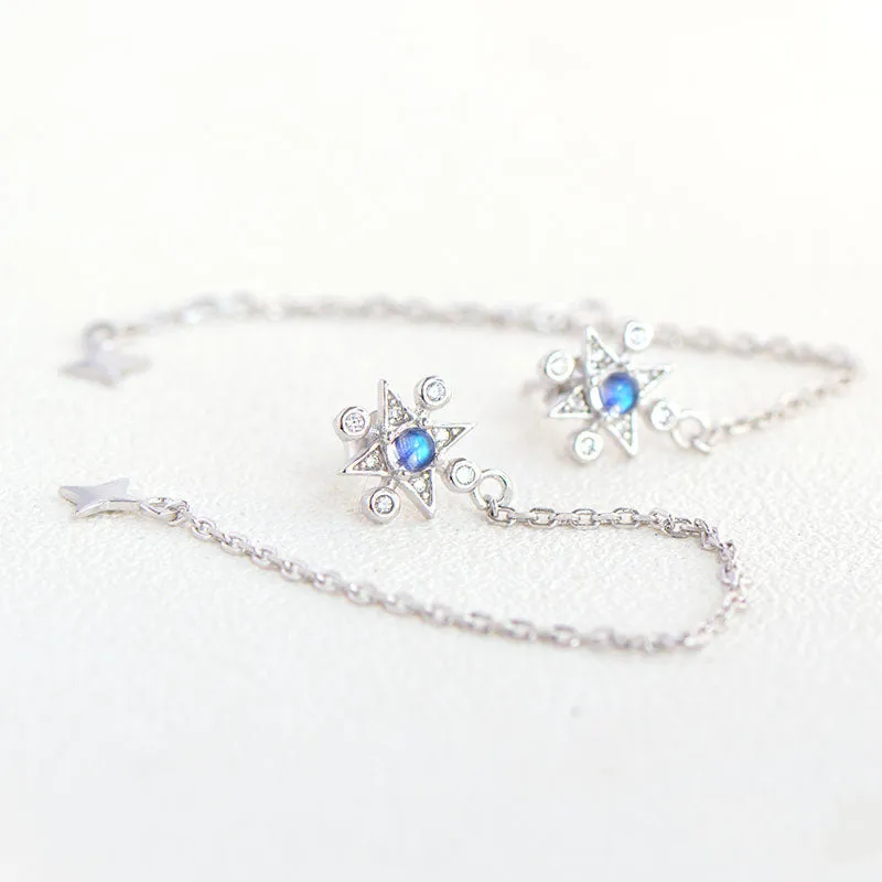 Moonstone Dangle Earrings in White Gold Plated Sterling Silver Jewelry Accessories Women