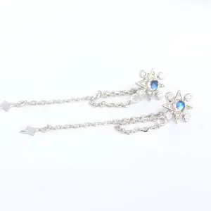 Moonstone Dangle Earrings in White Gold Plated Sterling Silver Jewelry Accessories Women