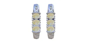 October Opal & Diamond 3-stone Stud Earrings in White Gold