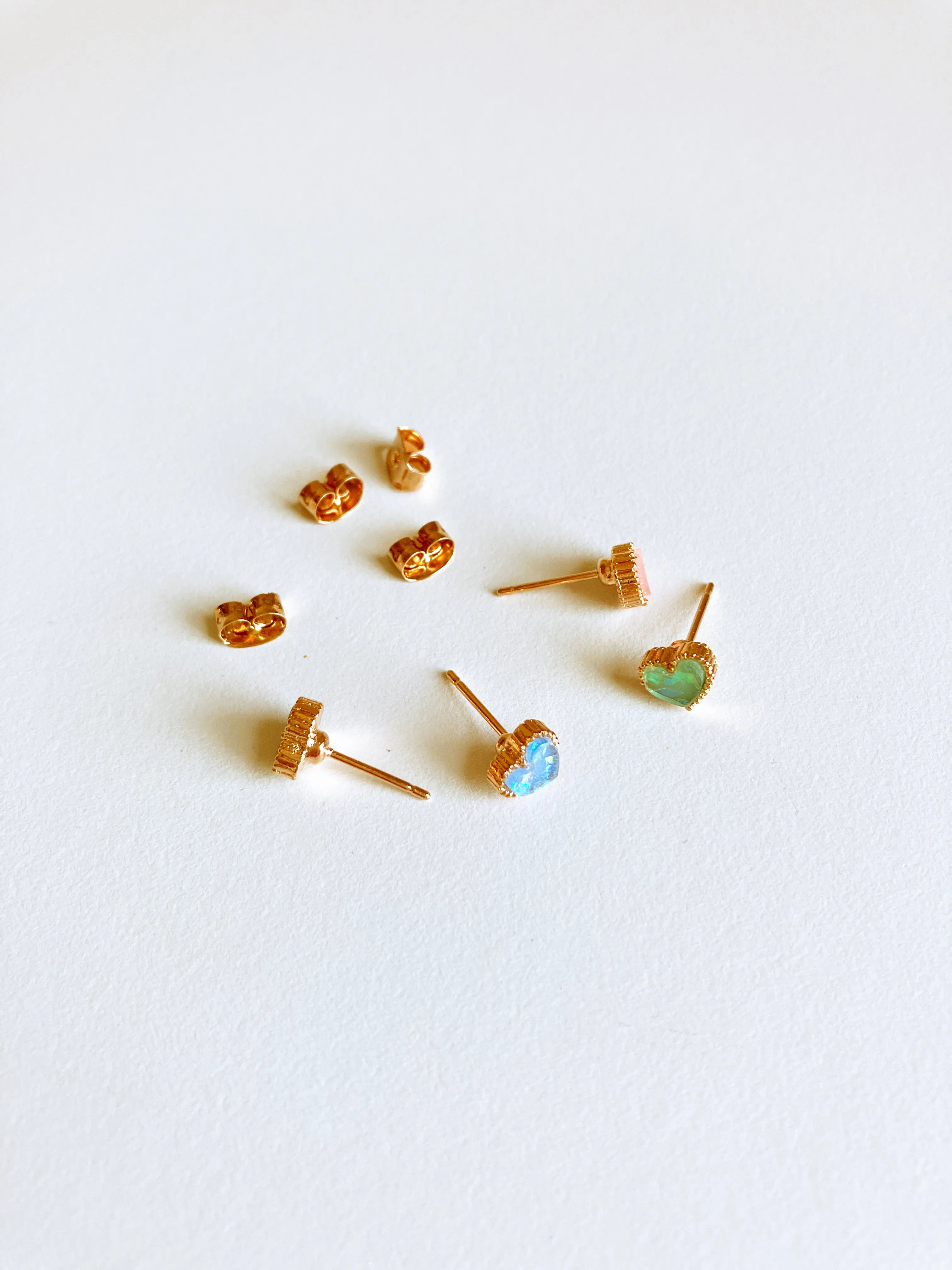 Opal Confetti Heart Earrings in Rose Gold