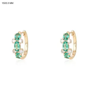 Opal Gemstone Diamond Huggies Earrings