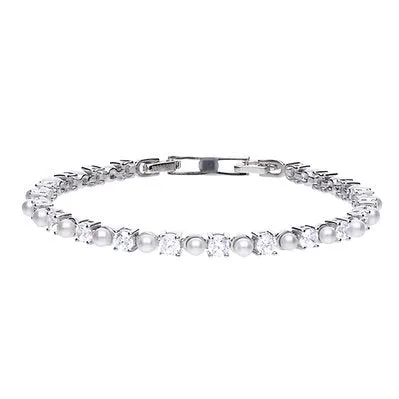 Pearl And Zirconia Tennis Bracelet