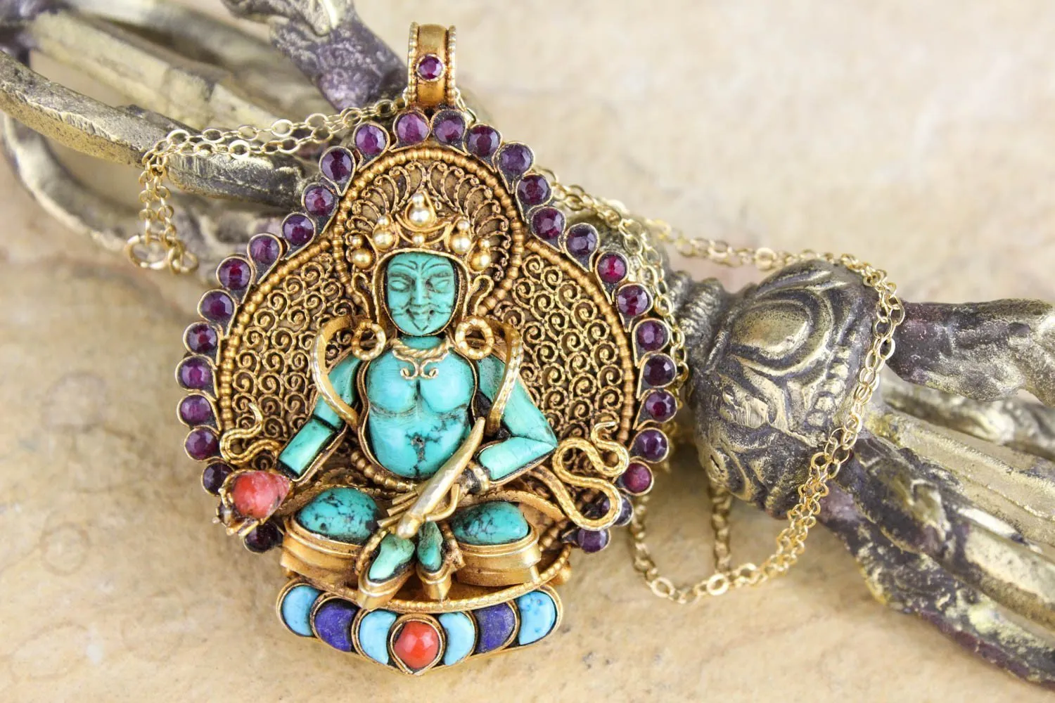 Picturesque Thai Vermeil Buddha Necklace