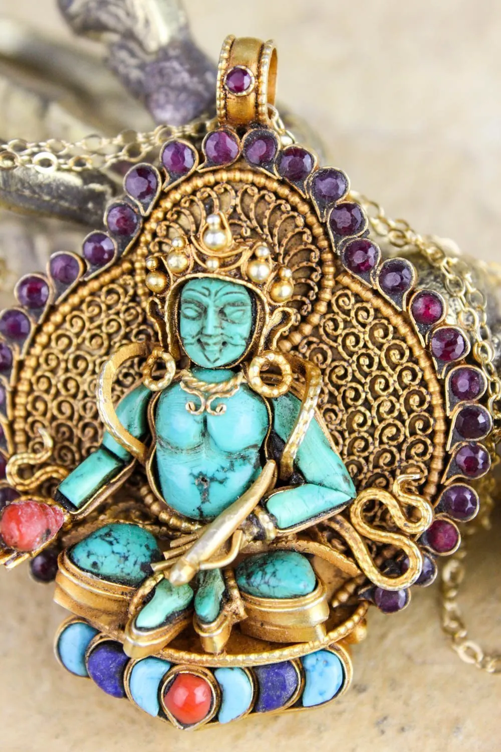 Picturesque Thai Vermeil Buddha Necklace