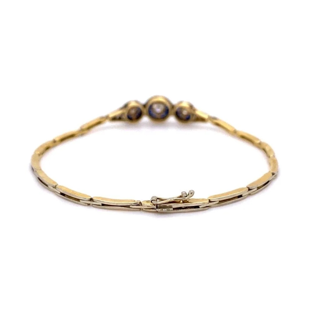 Platinum on 18K Edwardian .45tcw Diamond & .70tcw Sapphire Link Bracelet 6.3g, 7" at Regard Jewelry
