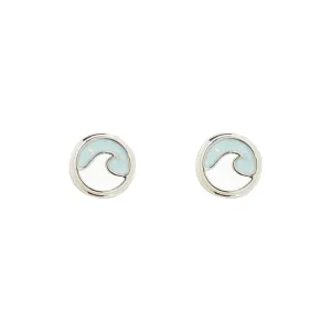 Pura Vida Opal Enamel Wave Studs SILVER