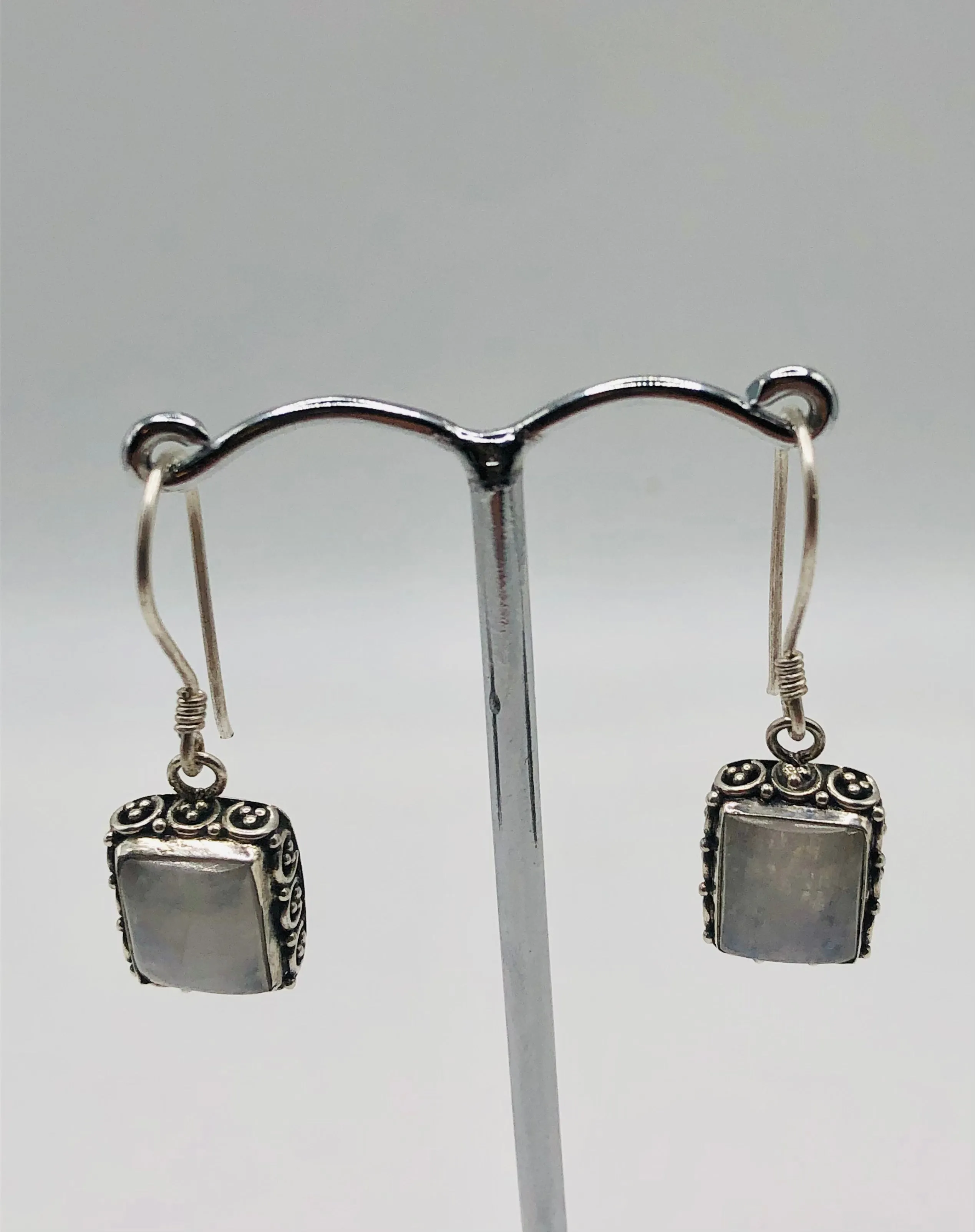 Rectangular Moonstone Earrings