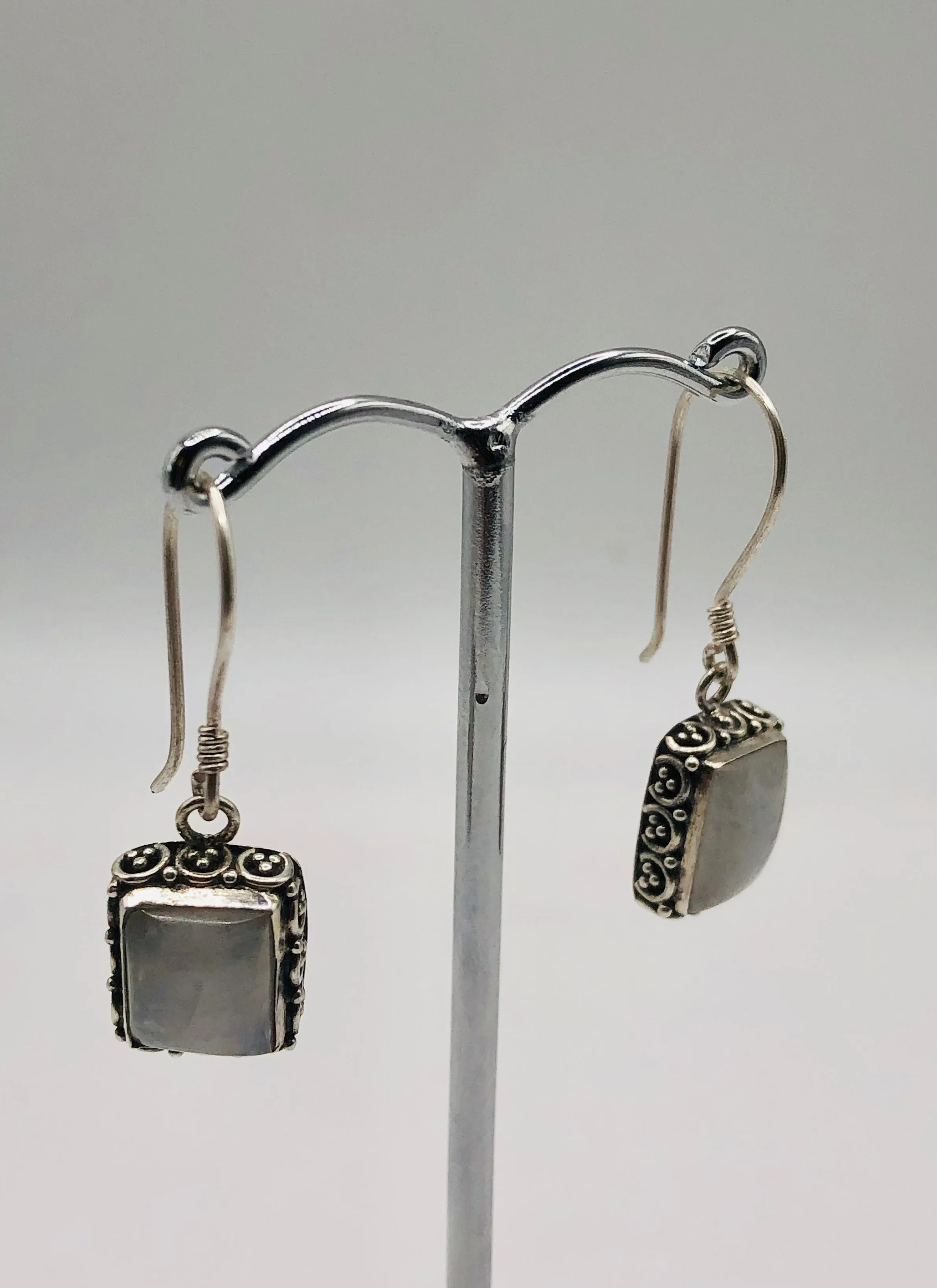 Rectangular Moonstone Earrings