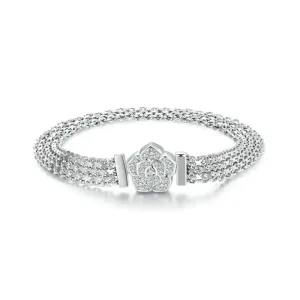 Rose Flower Flat Bracelet with Diamond