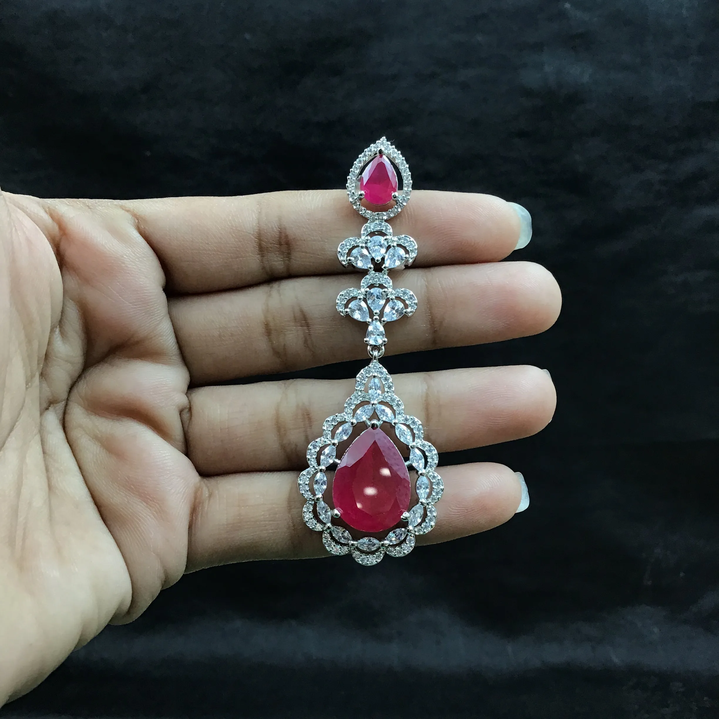 Round Neck Zircon/AD Necklace Set 10800-69
