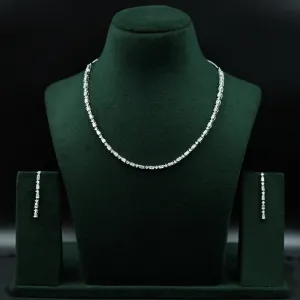 Round Neck Zircon/AD Necklace Set 12542-28