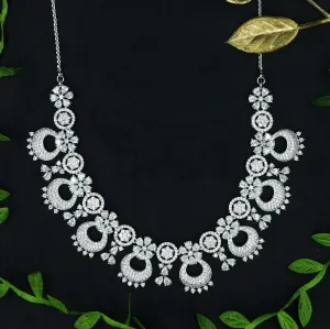 Round Neck Zircon/AD Necklace Set 12771-68