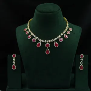 Round Neck Zircon/AD Necklace Set 12788-68