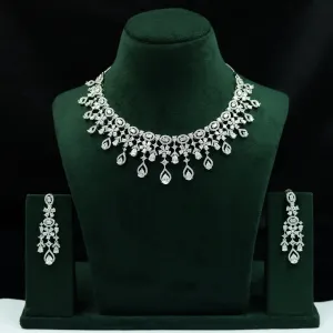 Round Neck Zircon/AD Necklace Set 12789-68
