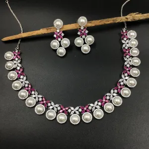 Round Neck Zircon/AD Necklace Set 6012-68