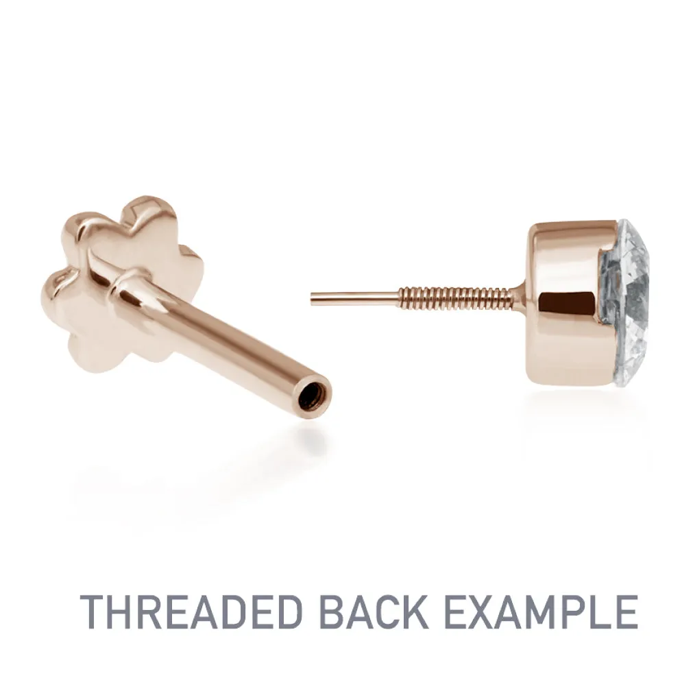 Scalloped Set Genuine Diamond Threaded Stud Earring by Maria Tash in 18K Rose Gold. Flat Stud.