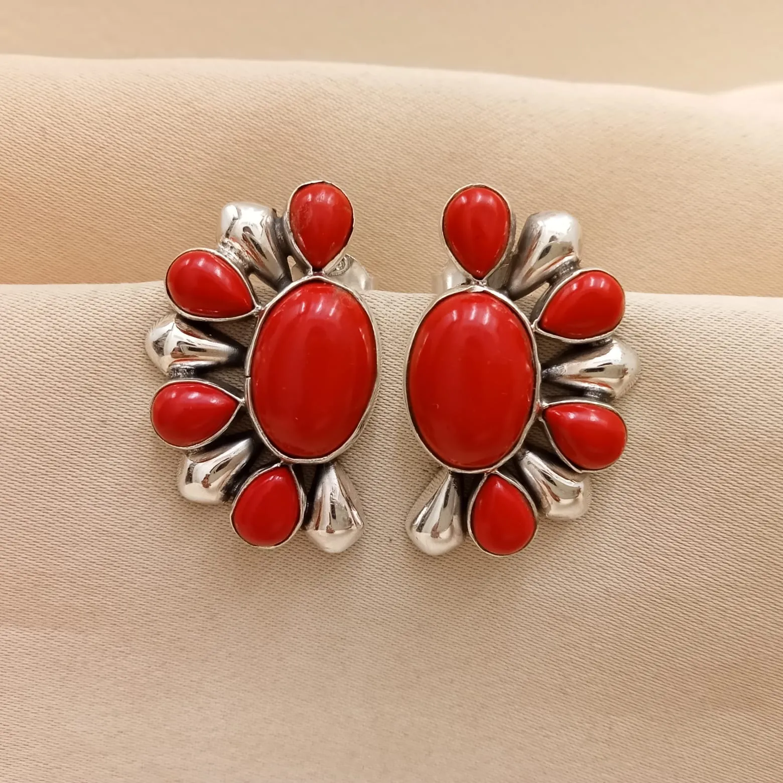 Semi-Circular Hydro Coral Earrings