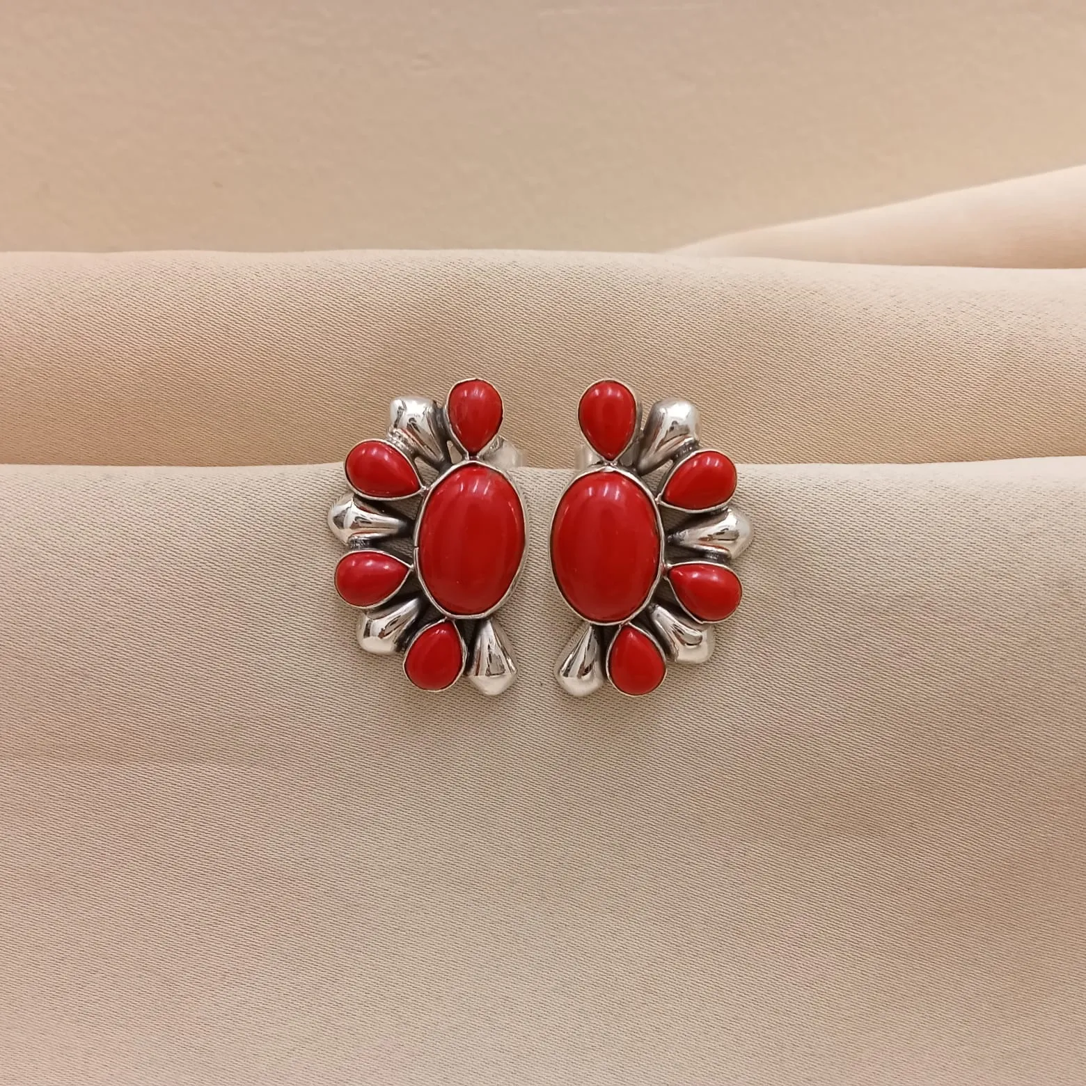 Semi-Circular Hydro Coral Earrings