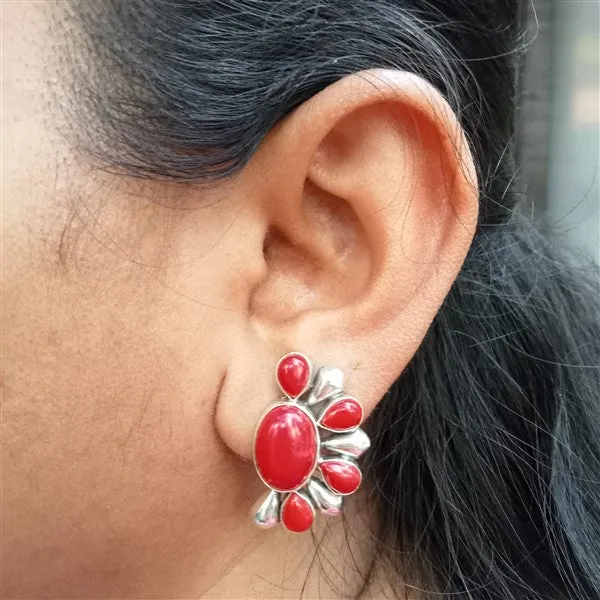 Semi-Circular Hydro Coral Earrings
