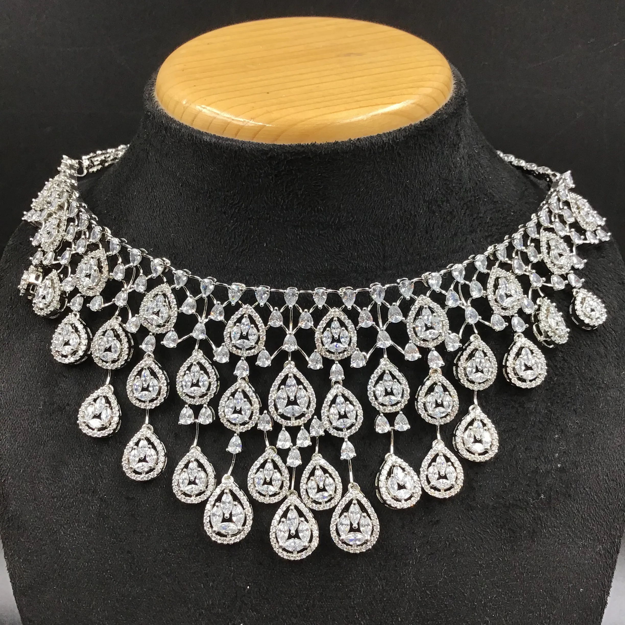 Silver Polish Zircon/AD Necklace Set 6758-69