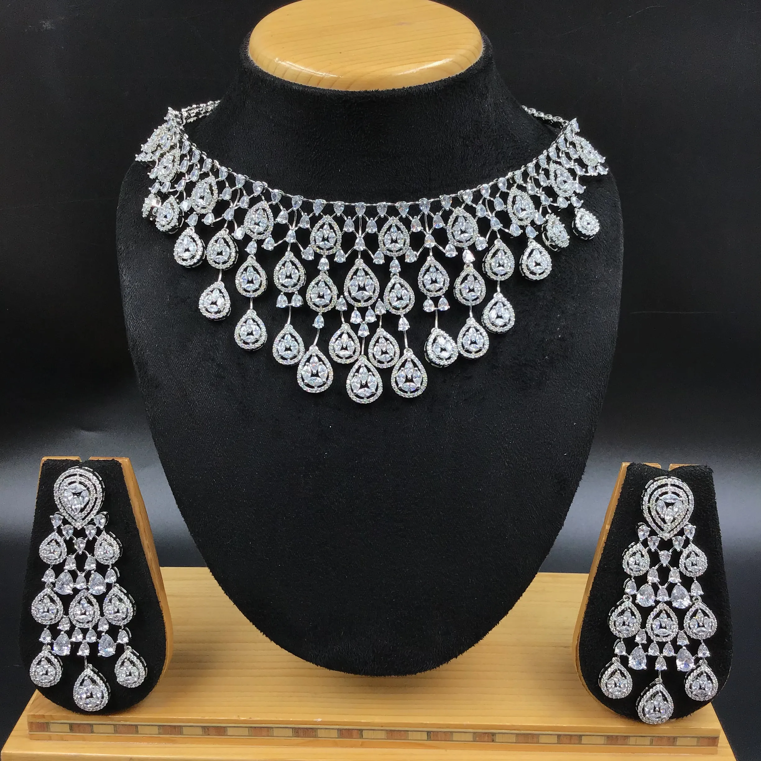 Silver Polish Zircon/AD Necklace Set 6758-69