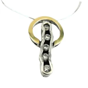 Sterling Silver & 9K Yellow Gold Pendant with Clear Zircon – Handmade Jewelry Gift for Christmas