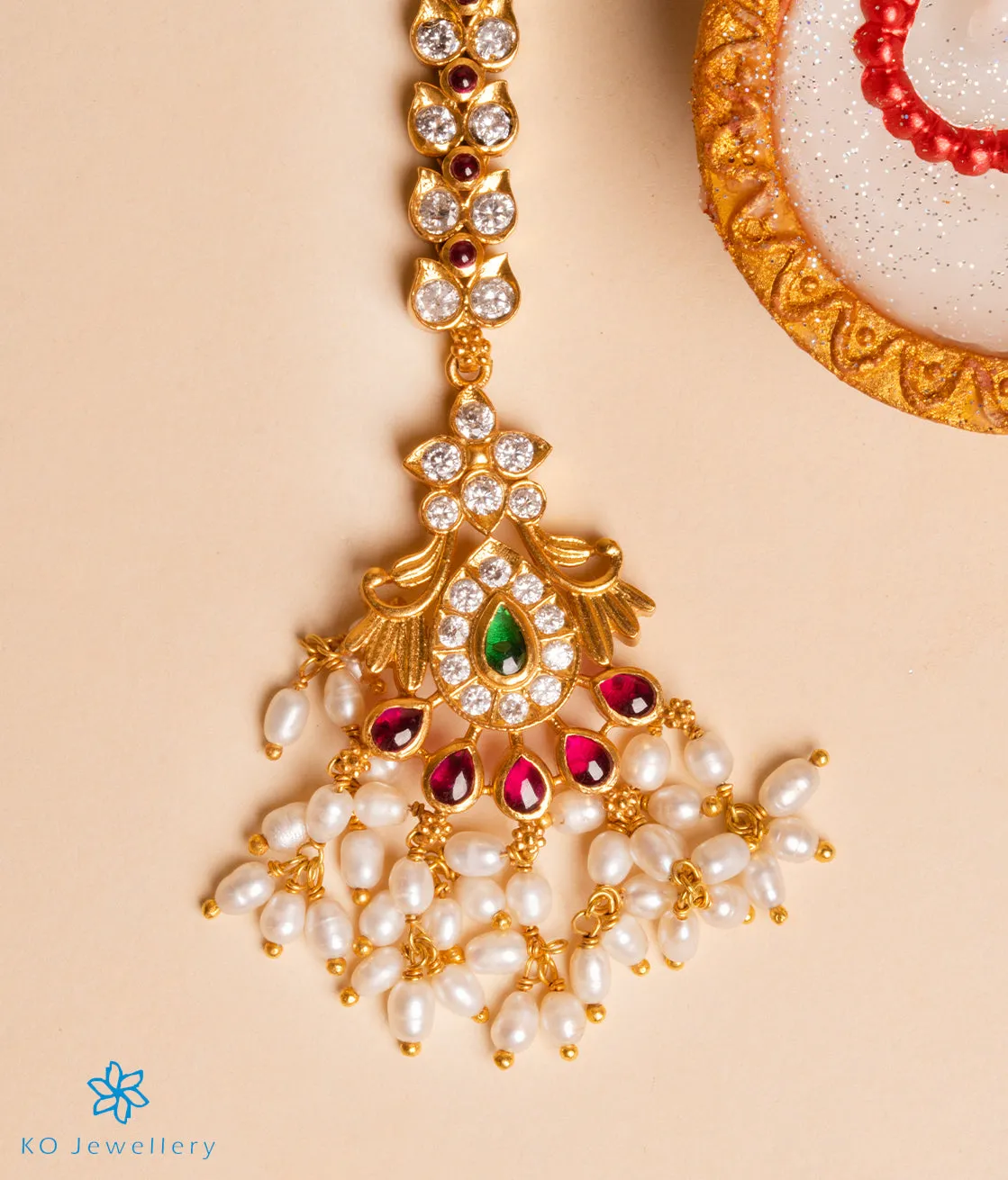 The Ameya Silver Bridal Maang Tikka (Pearl)
