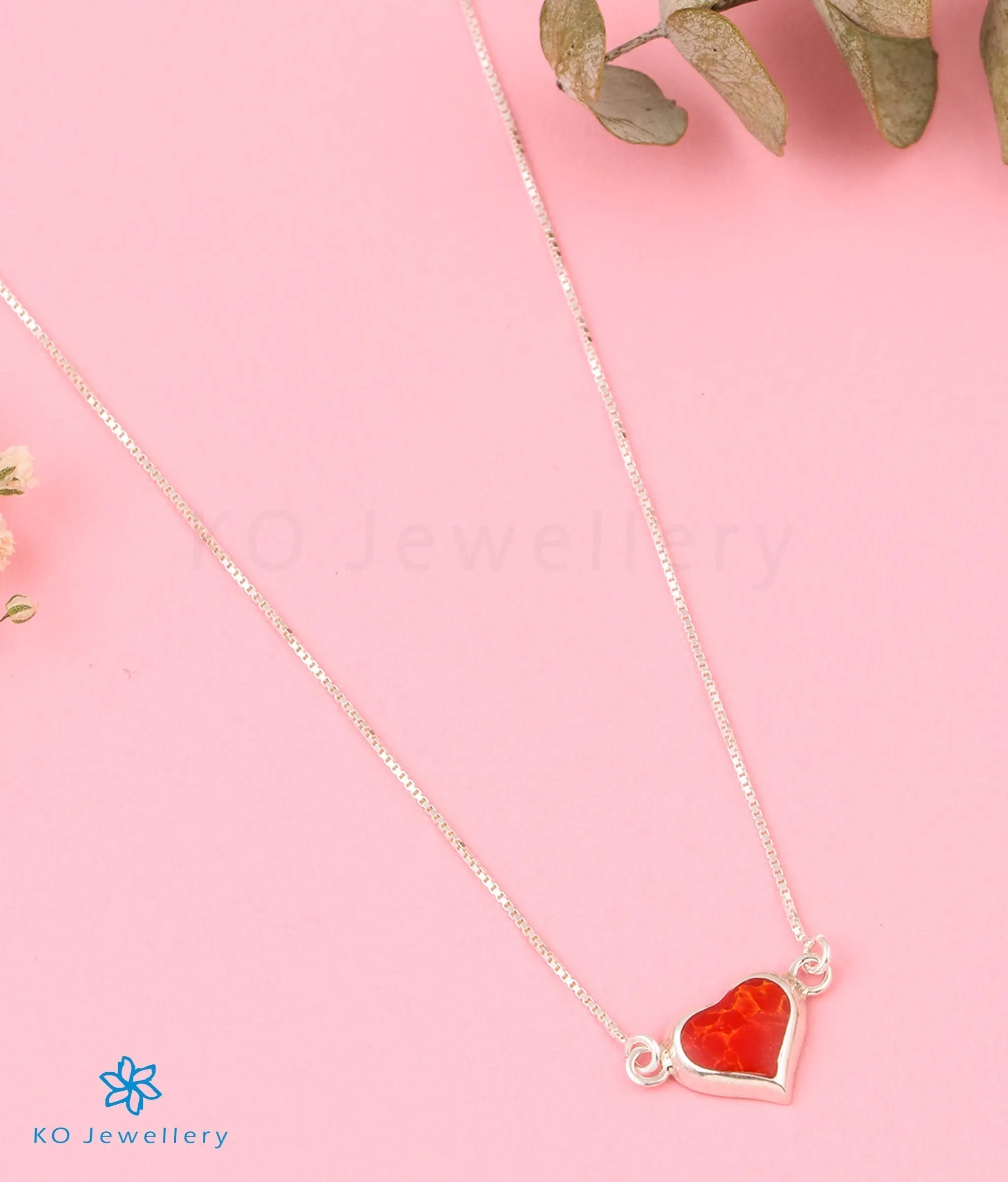 The Heart to Heart Silver Necklace (Red)