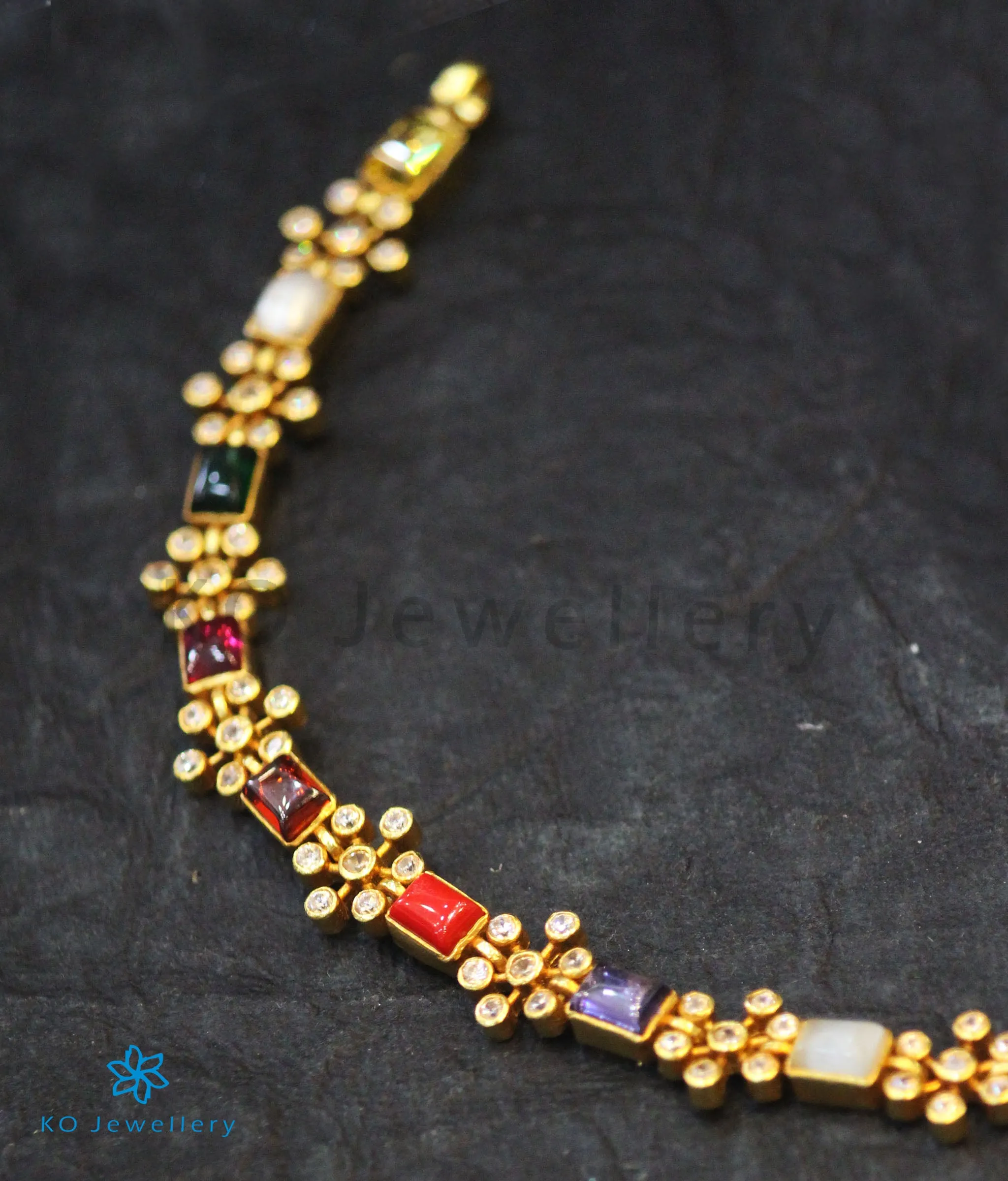 The Yajata Silver Navratna Necklace (Square)