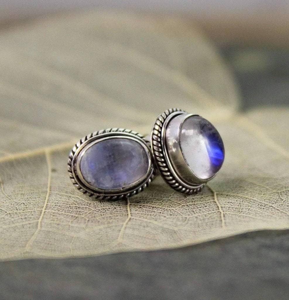 Tibetan Moonstone Post Earrings