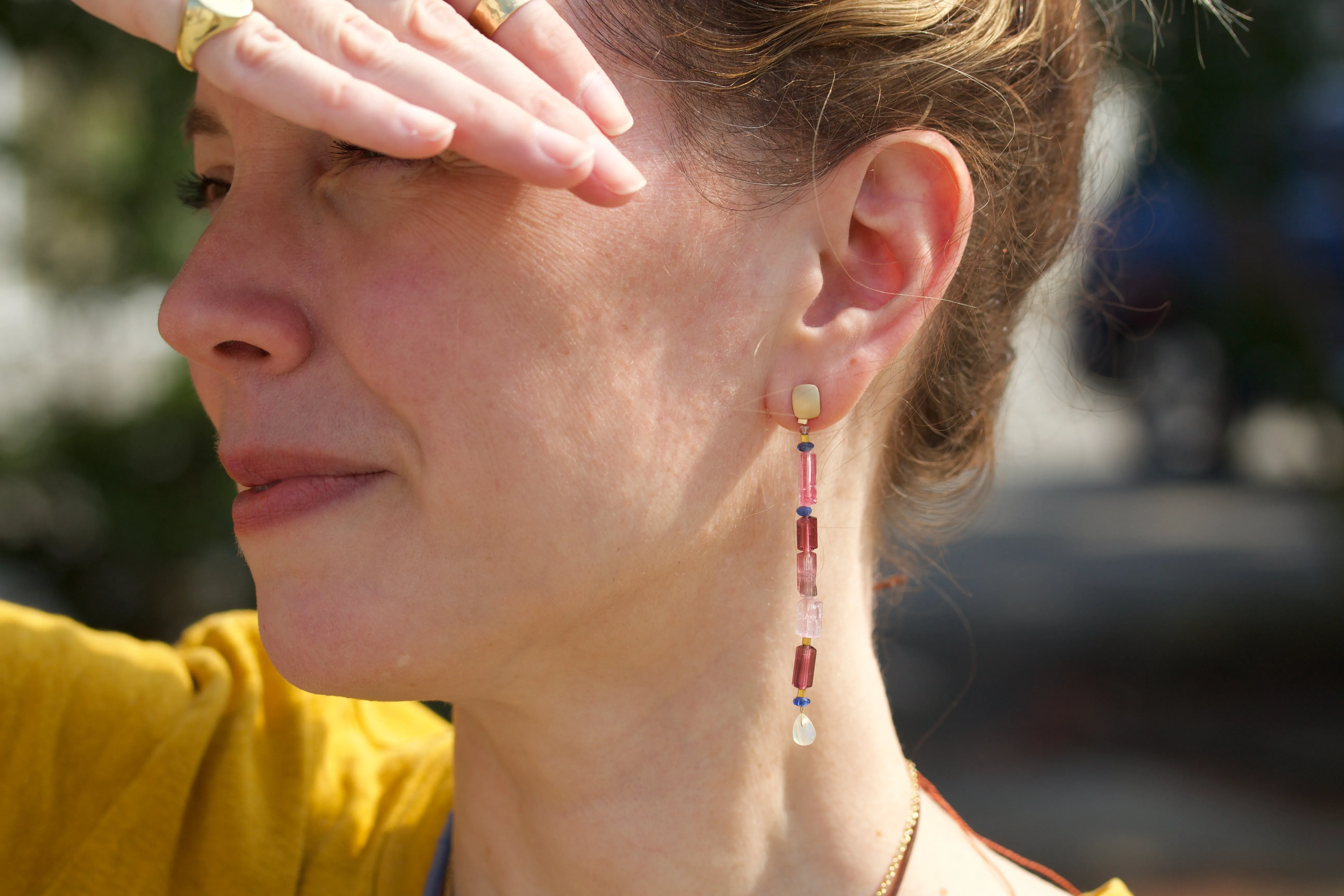 Tourmaline Column Dangle Earrings