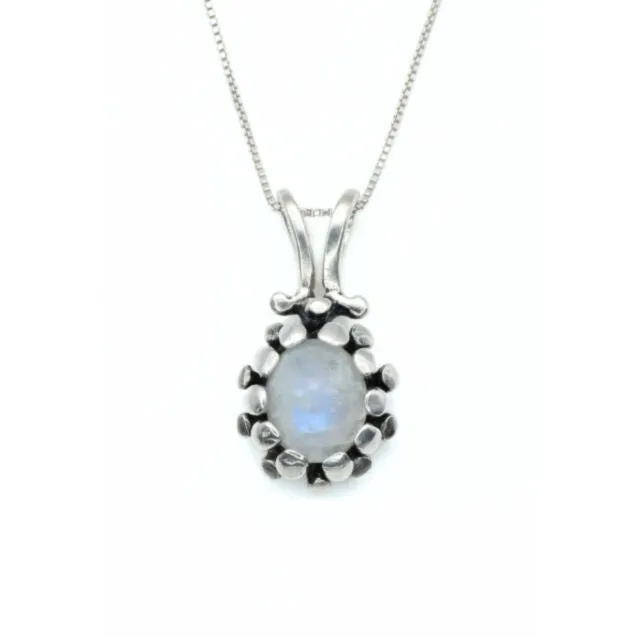 Vintage Moonstone Pendant - Real Rainbow Moonstone Necklace - June Birthstone Necklace