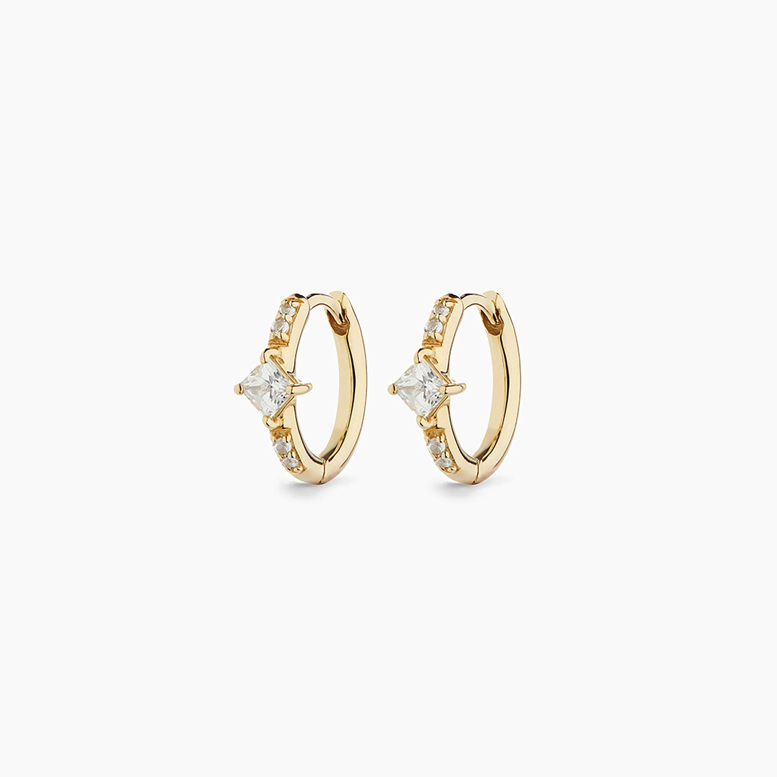 White Sapphire Huggie Hoops