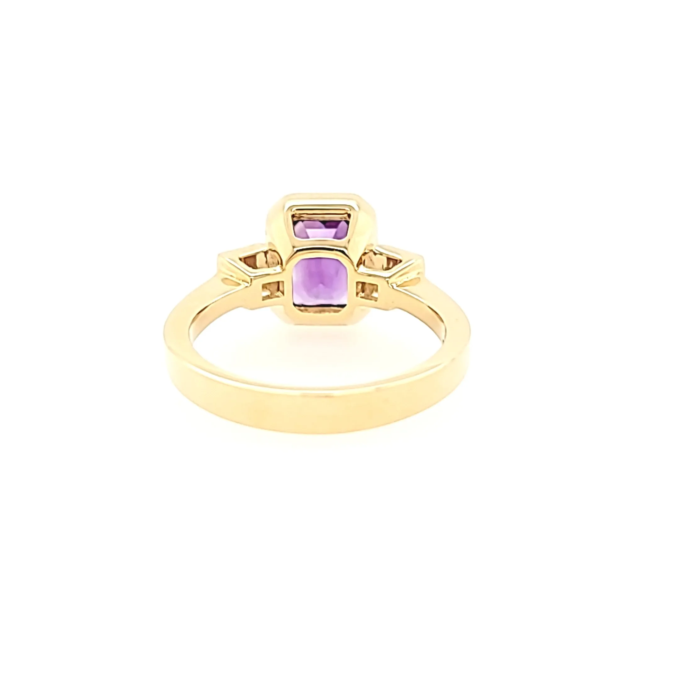 Yellow Gold Amethyst & Diamond Ring (I7256)