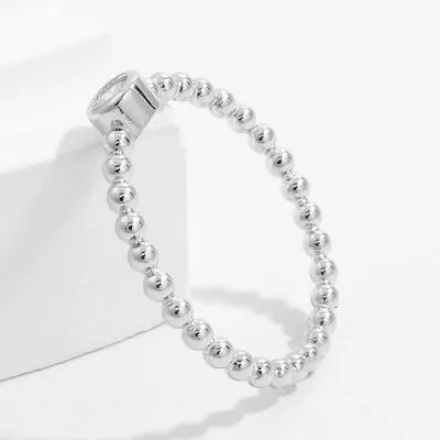 Zircon 925 Sterling Silver Bead Ring